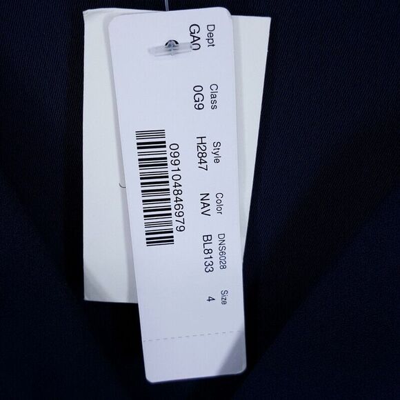 J CREW Top Womens Size 4 Navy Drapey Crepe Faux Wrap VNeck Side Zip - Picture 4 of 11